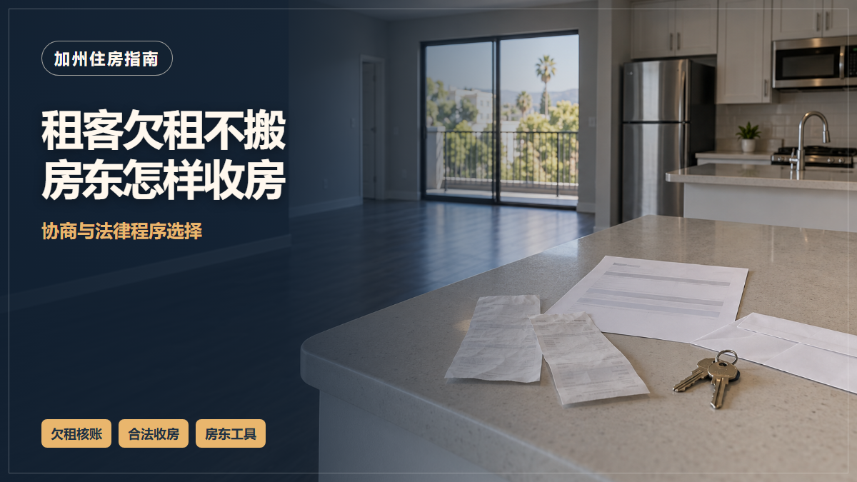 场景示意：租屋内的钥匙与付款资料；租客欠租不搬房东怎样收房，协商与法律程序选择。