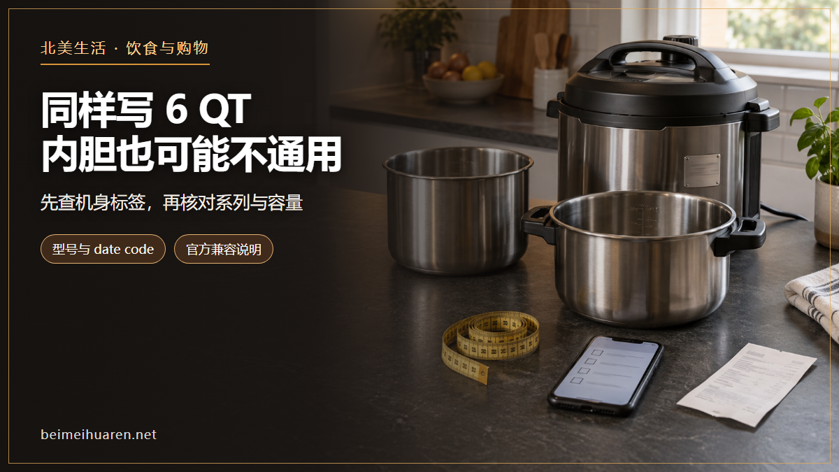 厨房台面上一台无品牌电压力锅旁摆着普通不锈钢内胆和带手柄内胆