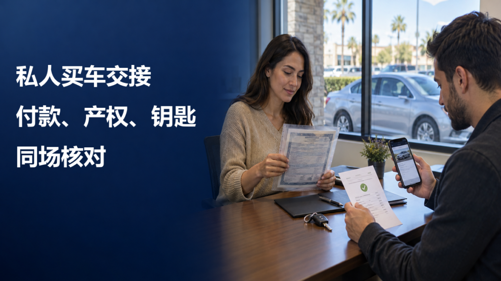 加州私人买二手车如何交接：付款、产权签字与钥匙同步核对